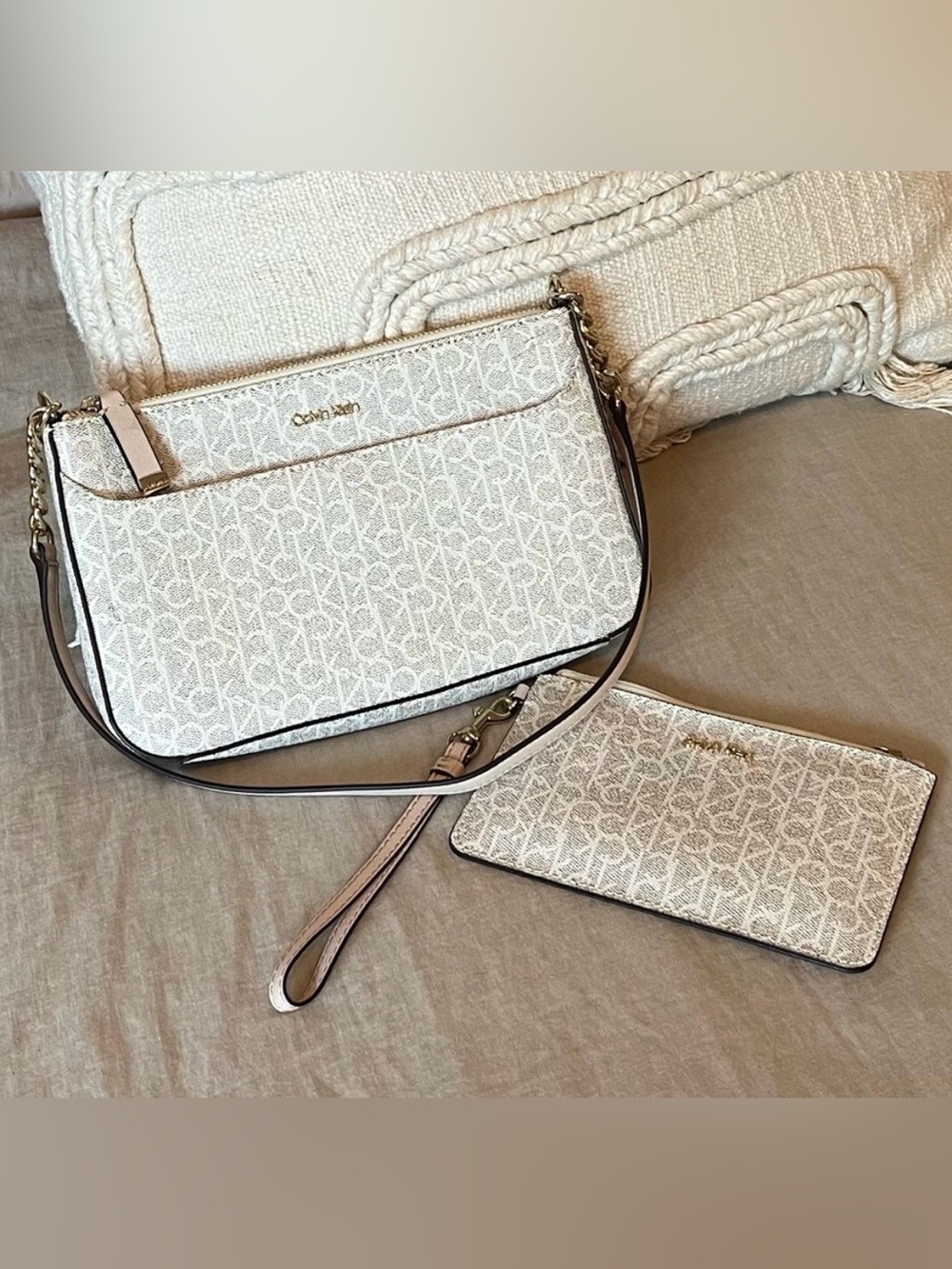 Calvin Klein Almond Crossbody Bag with Pouch